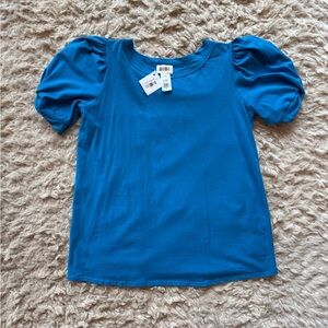 NWT BiBi brand turquoise puff sleeve top Women’s size medium